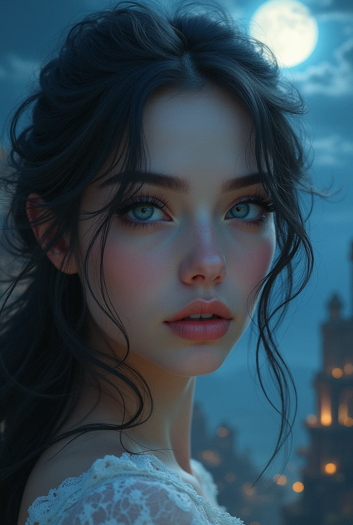 beautiful detailed eyes, beautiful detailed lips, extremely detailed eyes and face, long eyelashes, 1girl, oil painting, detailed fantasy landscape, ancient ruins, moonlight, dramatic lighting, cinematic, dramatic atmosphere, vibrant colors, hyper realistic, 8k, (best quality,4k,8k,highres,masterpiece:1.2),ultra-detailed,(realistic,photorealistic,photo-realistic:1.37),HDR,UHD,studio lighting,ultra-fine painting,sharp focus,physically-based rendering,extreme detail description,professional,vivid colors,bokeh,concept art