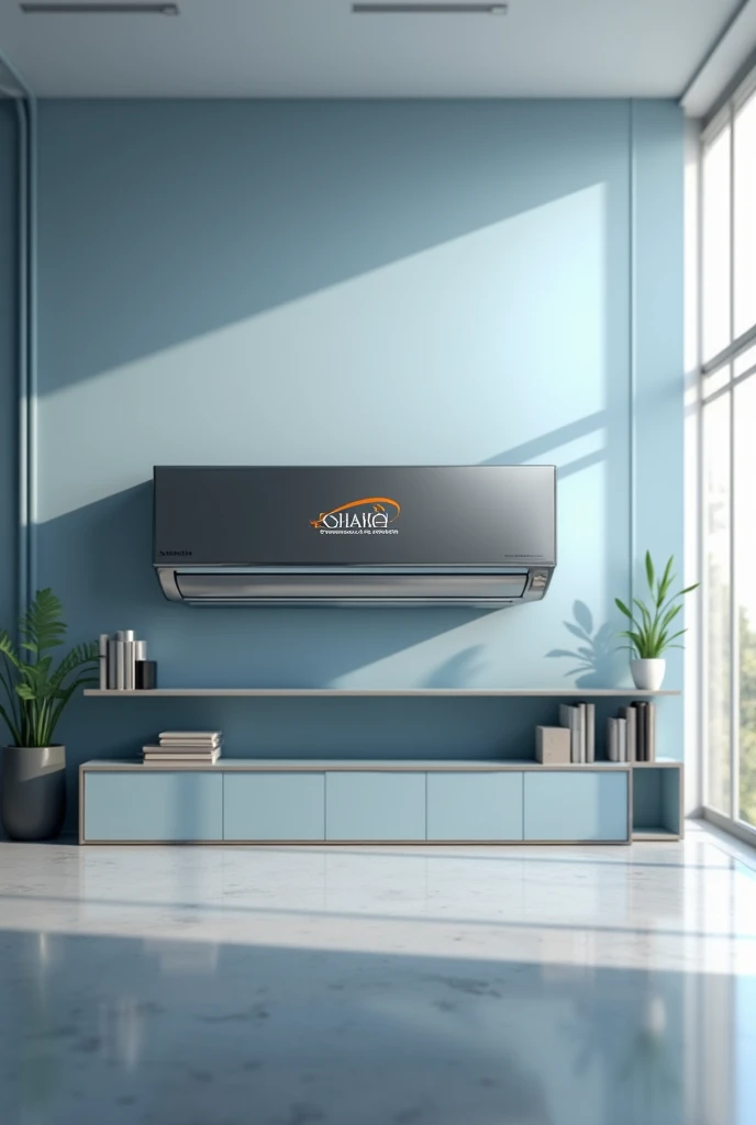 Create a horizontal picture of air conditioner with name of Shaikh Refrigeration and air conditioner