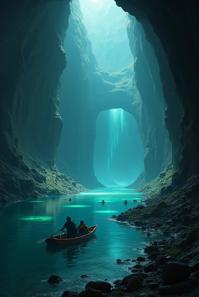 Subterranean lake being exploited 