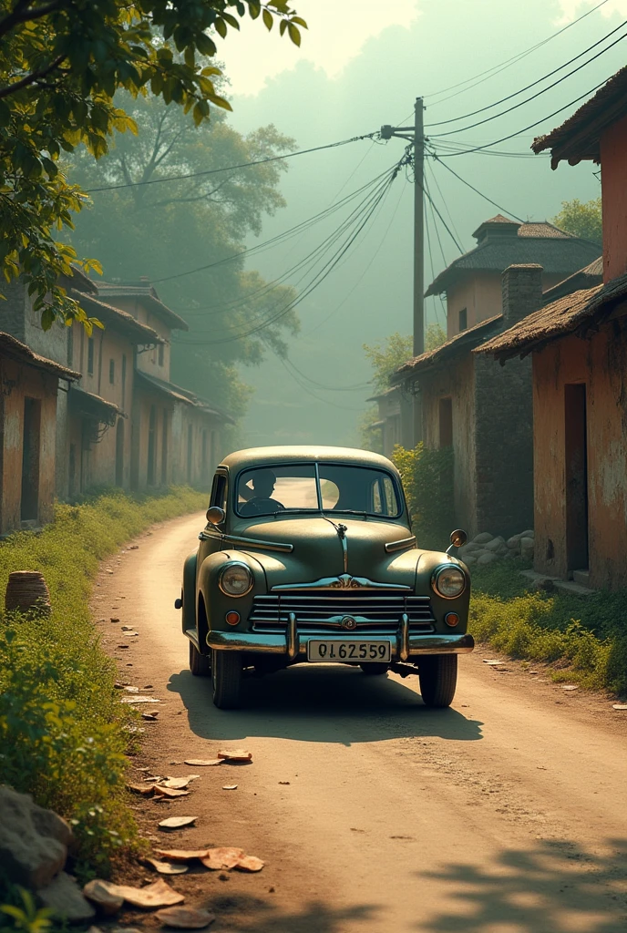 Car India with road side with old money