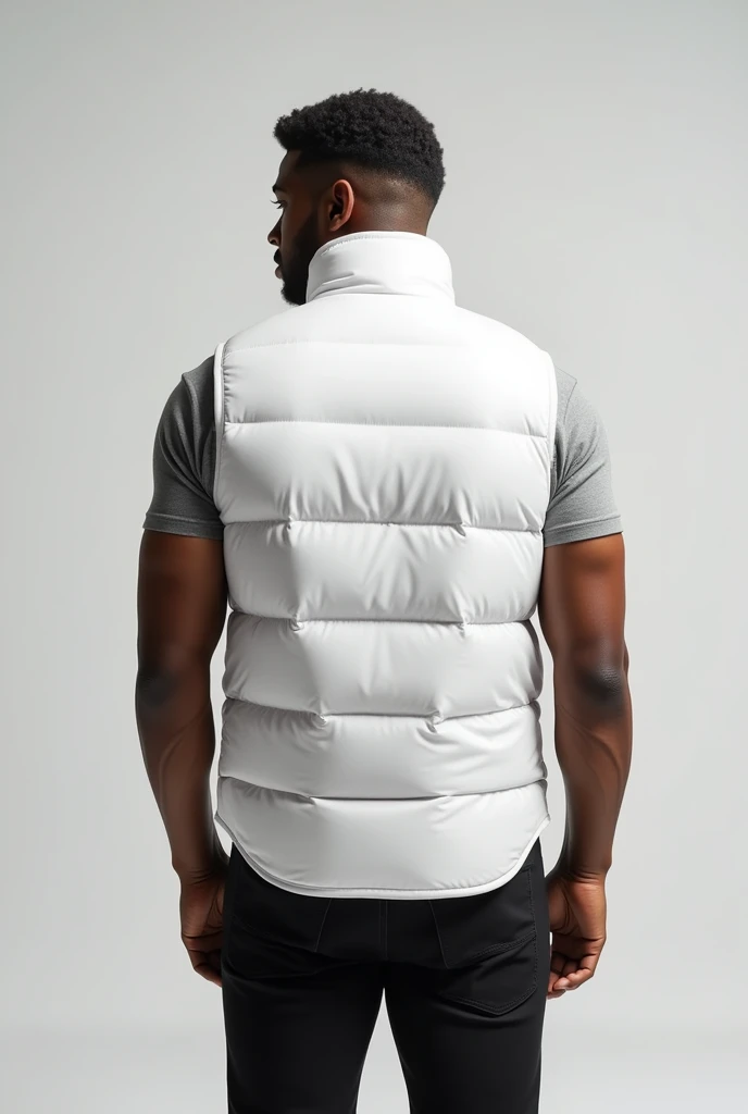 high-quality mockup of a Men's Down vest white with back view