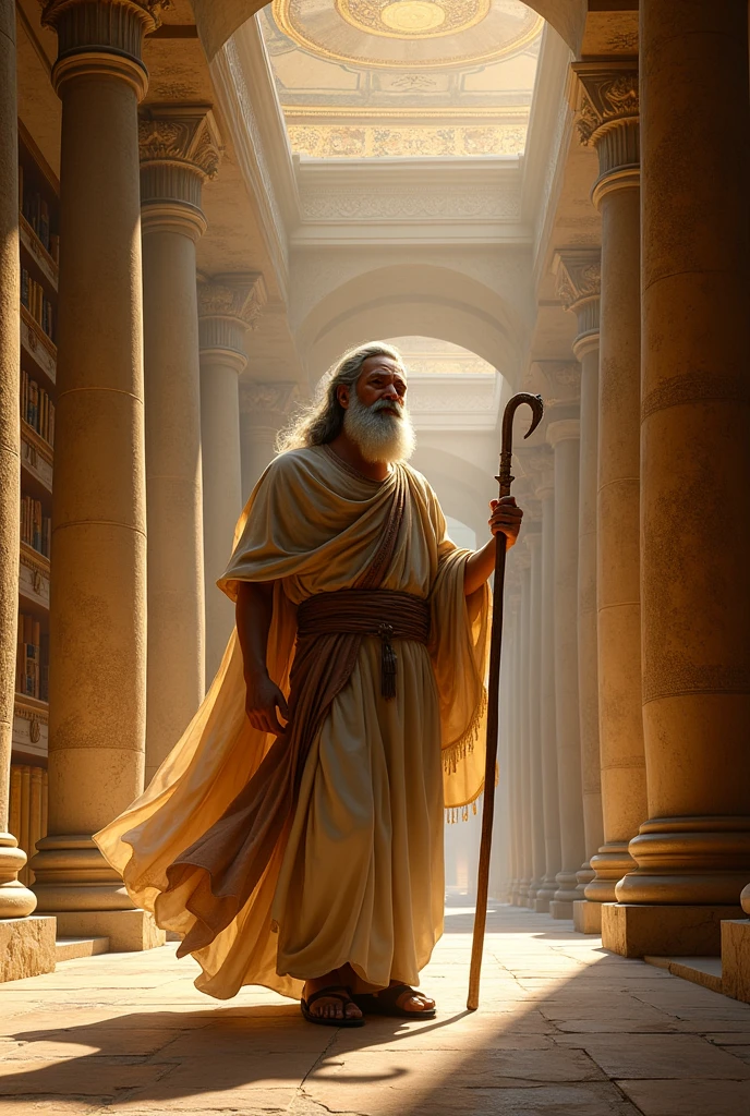 Prophet Moses in an ancient library of Alexandria