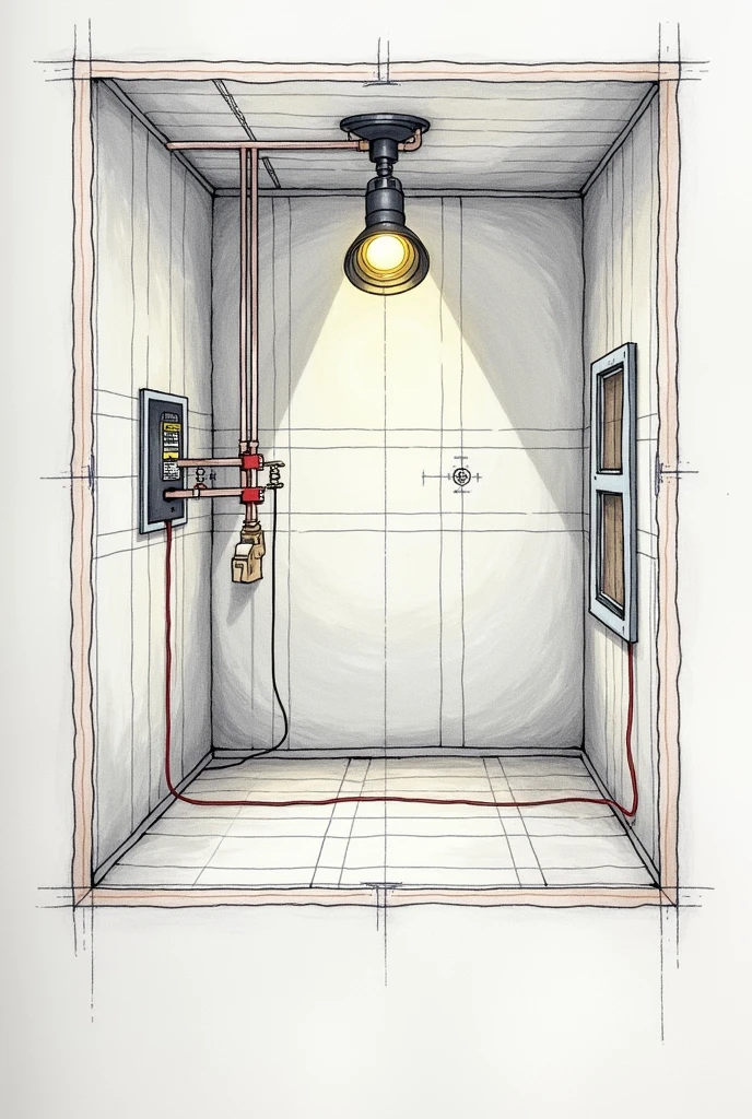 You can draw the electrical plan and electrical diagram of the electrical installation of a room with a spotlight, 1 single switch, respecting the correct connection of the focus. With their representations