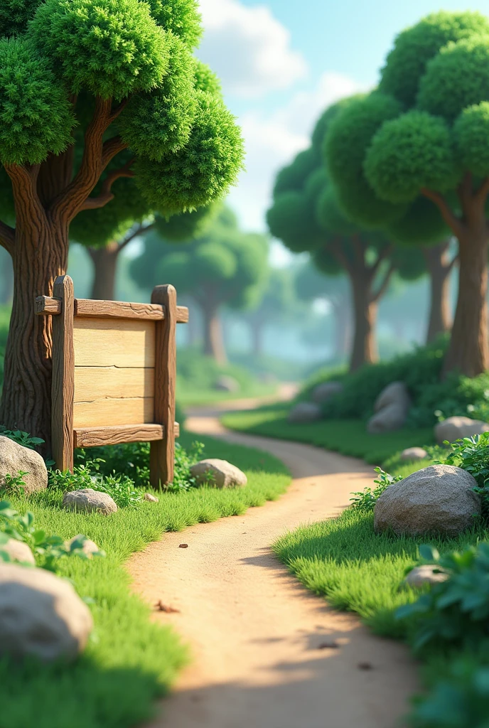 3d Environmental design with footpath trees signboard etc
