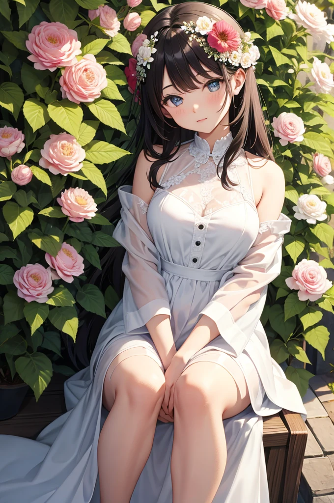 Generate a detailed, high-quality, 8k image of Hinata Hyuga from Naruto Shippuden, showcasing her full appearance and attire. Hinata should be depicted with her distinctive features and a fashionable, girly outfit suitable for contemporary settings. Start by emphasizing Hinata's soft lavender hair, styled in loose waves that frame her face delicately. Her eyes should be a captivating shade of pale lavender, expressing her gentle yet determined spirit with intricate detail. Hinata's complexion should be fair, with a subtle flush of pink on her cheeks adding to her overall charm. For her attire, envision a fashionable yet girly ensemble that complements Hinata's personality and style. Consider a pastel-colored sundress with a floral pattern, accentuating her femininity and grace. The dress should feature a sweetheart neckline and delicate spaghetti straps, adding a touch of elegance to the outfit. Pair the sundress with stylish accessories, such as a dainty necklace with a pendant or a stack of delicate bracelets adorning her wrist. Choose footwear that combines fashion and comfort, such as strappy sandals or ballet flats in a complementary hue to the dress. To complete the look, style Hinata's hair with a floral hair accessory, like a small blossom tucked behind her ear or a decorative hairpin adorning her hairstyle. Enhance her natural beauty with subtle makeup, focusing on rosy cheeks, soft pink lips, and a hint of mascara to accentuate her eyes. Capture Hinata in a relaxed yet confident pose, radiating warmth and grace in her fashionable attire. Pay meticulous attention to detail in rendering her outfit and features, ensuring a highly realistic portrayal. Deliver a final image of the highest quality, showcasing Hinata Hyuga in her modern, girly ensemble.