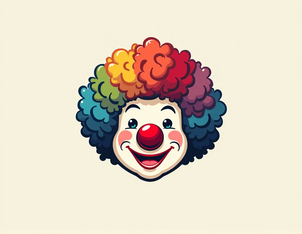 in logo format a clown wig with a clown nose