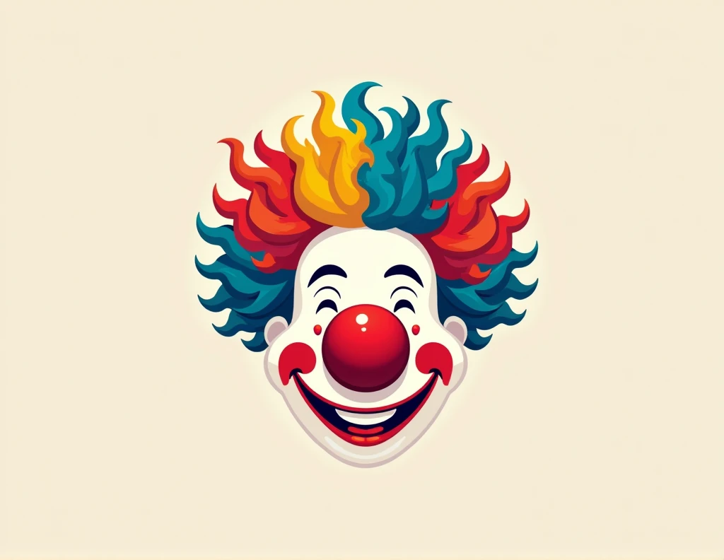 in logo format a clown wig with a clown nose