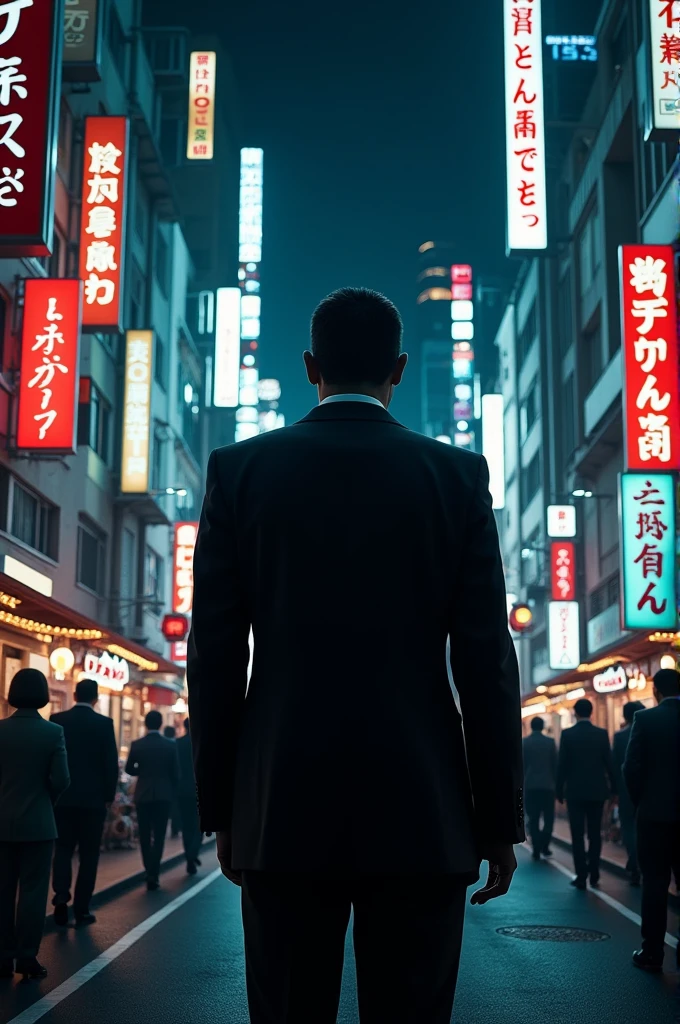 Affiche de film yakusa de dos dans les rue de tokyo
