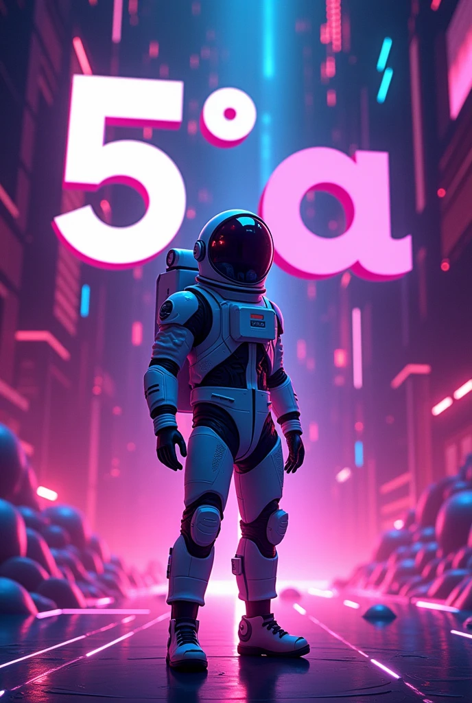 Geometry Dash Game Background, with astronaut in the middle in large letters the following text:   5° "A"