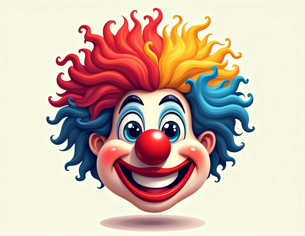 in logo format a fluffy clown wig with a clown nose 