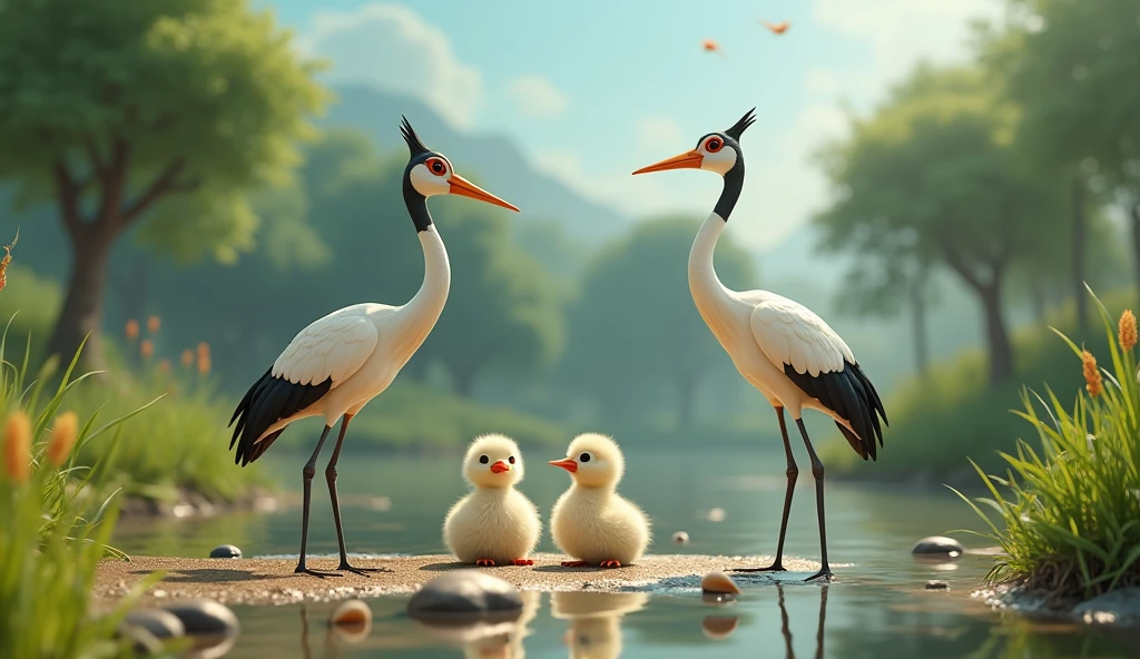 In 3D animations.What challenges do the crane parents face as they try to find shelter for their children?