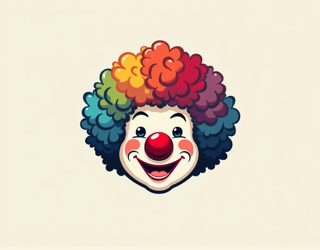 in logo format a clown wig with a clown nose
