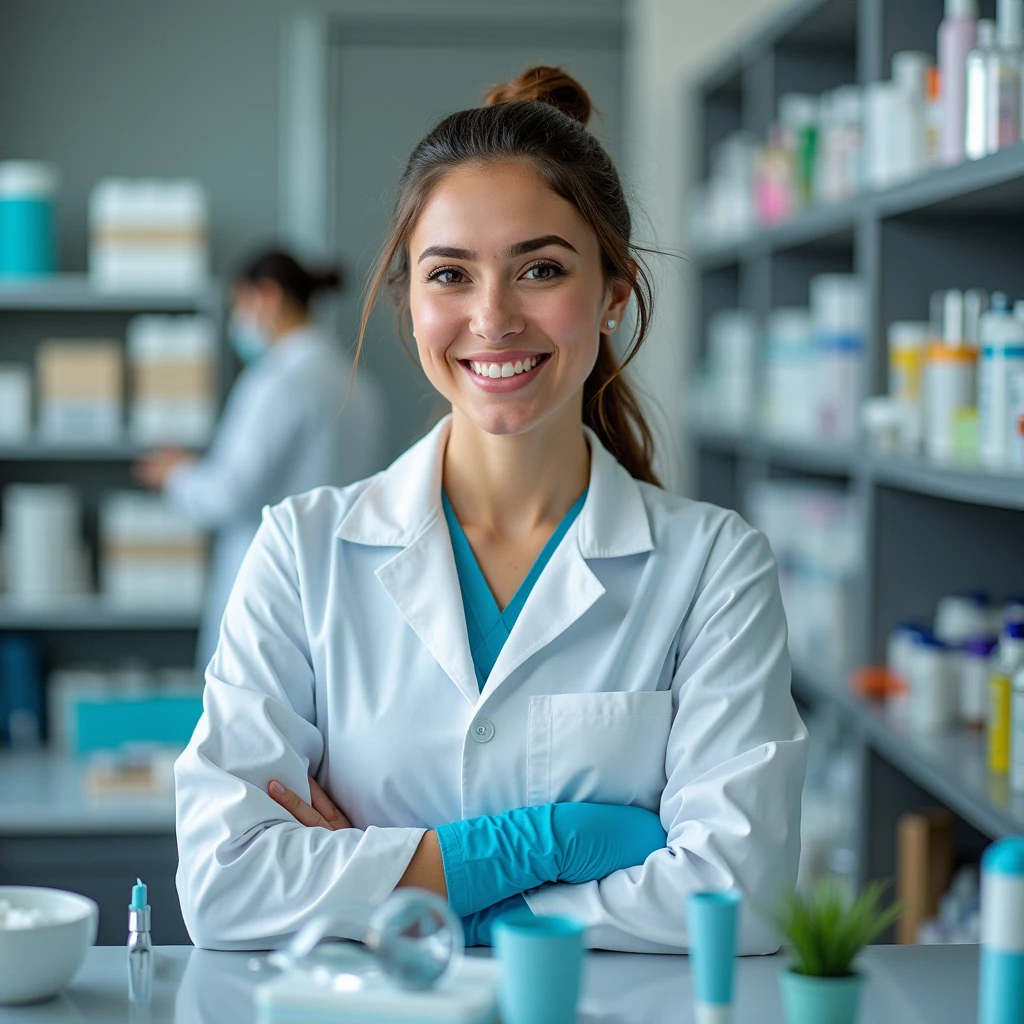 Images showing beauty professionals are required (Nurses, pharmacist, Biomedical, Beauticians, for example) I'm excited about my job, Very excited. Realistic images.