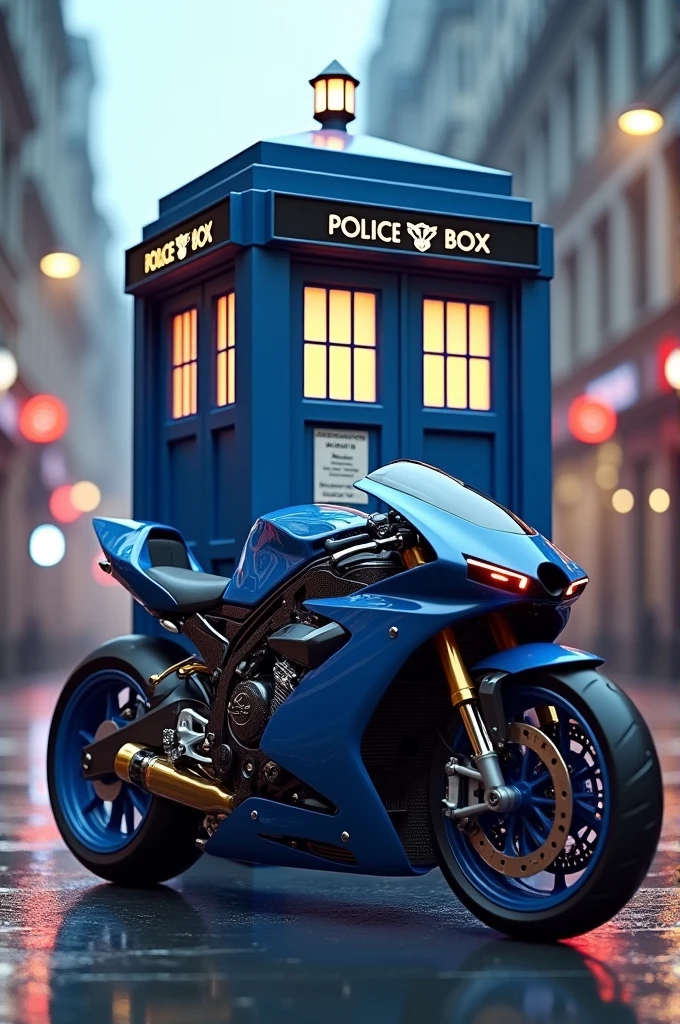 Create images with police box weights and motorcycles