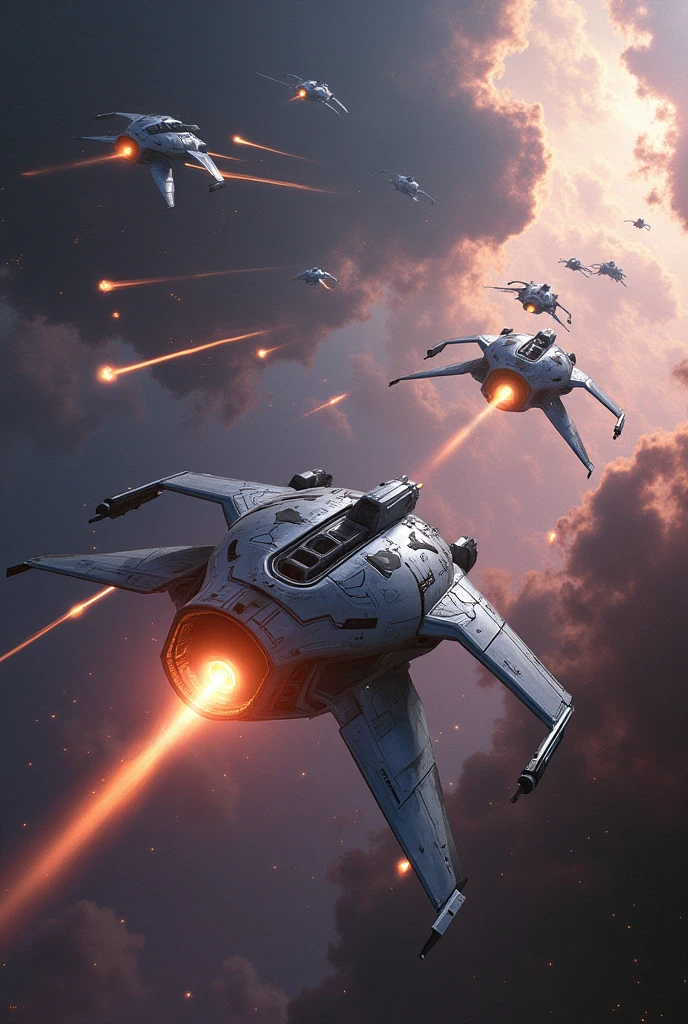 fantasy. Intergalactic battle in open space, humans vs aliens. Lots of spaceships.