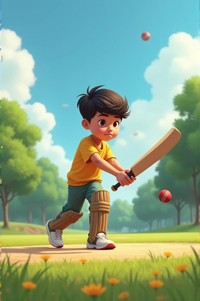 Smart boy playing with cricket 
