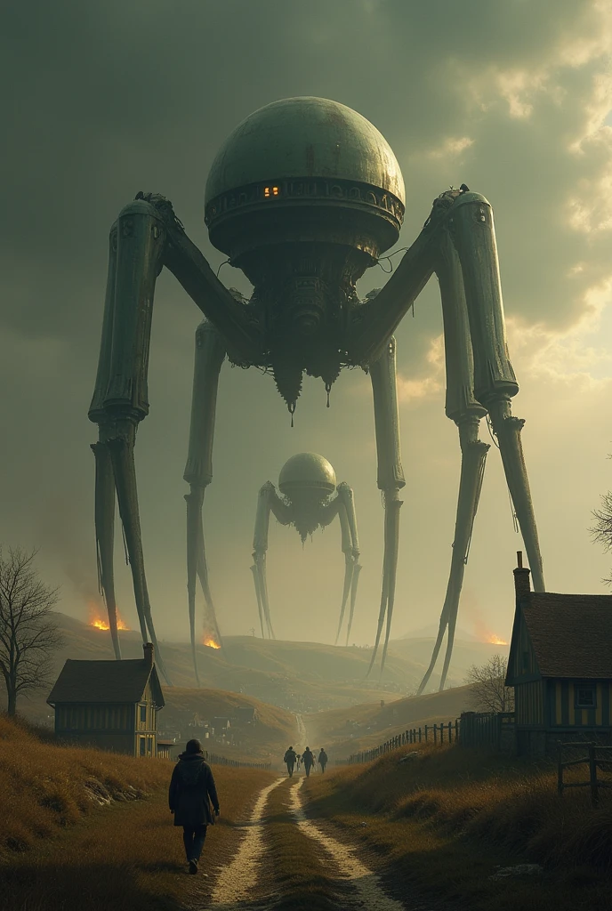 I wanted to create a realistic image of the book The War of the Worlds. Let's try again.