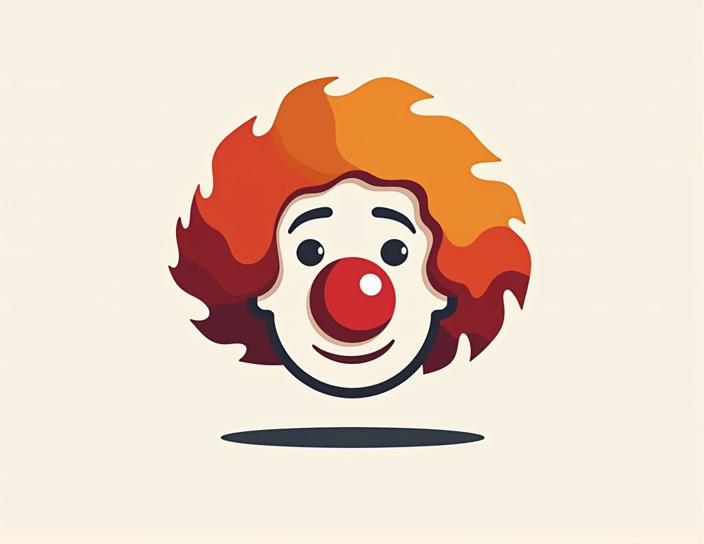 in logo format a clown wig with a clown nose silhouette