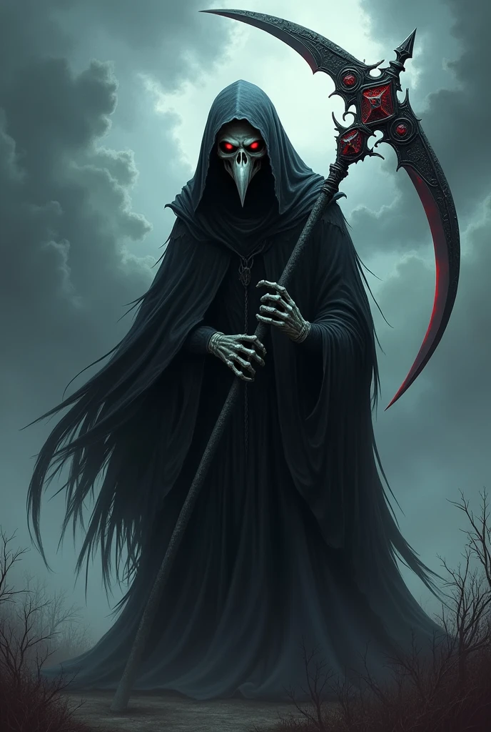 A crow dressed as death is very terrifying
