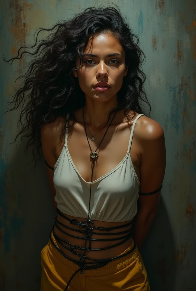 adult Brazilian woman handcuffed from behind