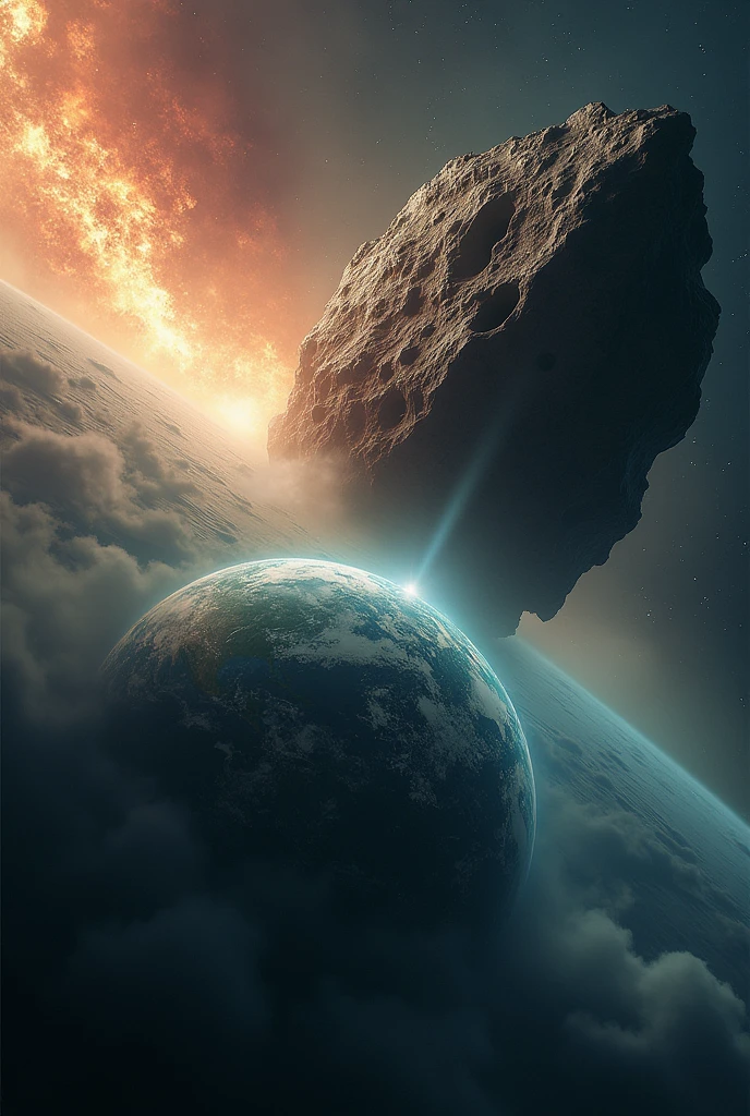 Asteroid colliding with planet Earth and destroying it.