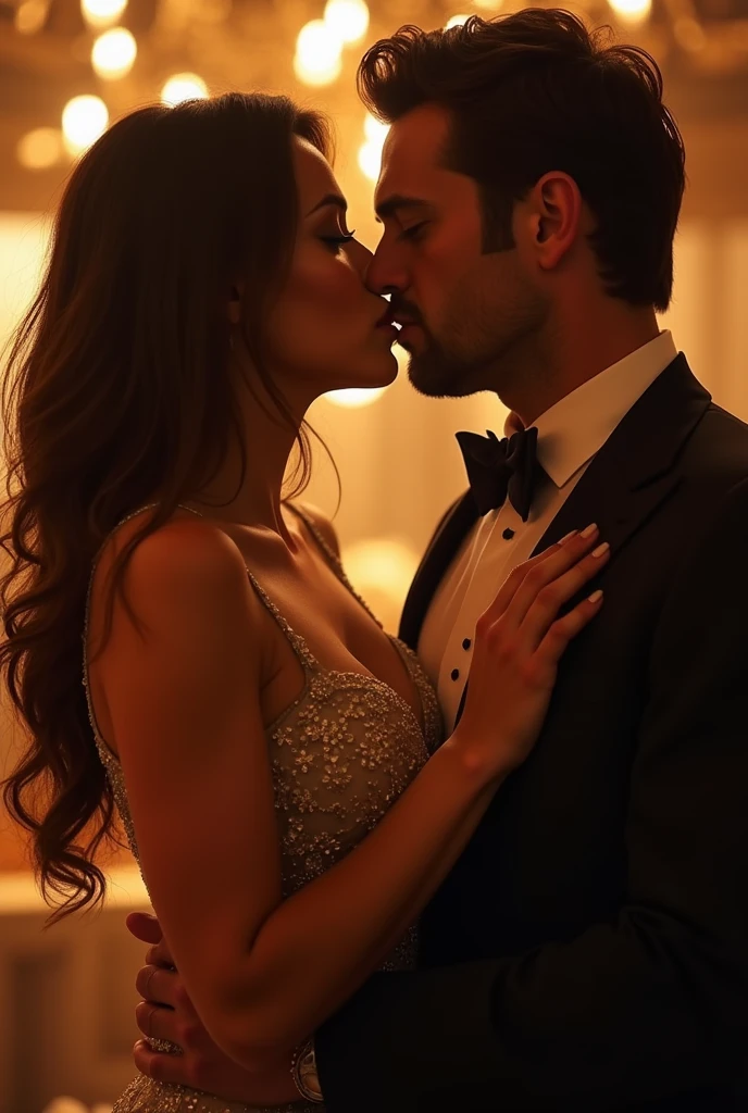 A man and a woman kissing or flirting, the female character should be a Turkish actor named Beren Saat, who plays the role of Bihter Ziyagil, and the male character should be William Levy.