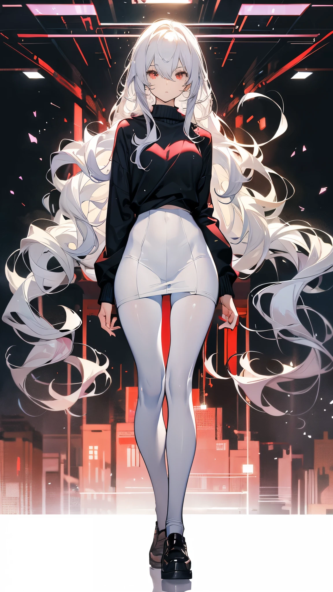 Perfect quality,Perfect body proportions,Long legs,student,jk outfit,whole body,Long curly hair,Standing picture,White,sexly, Pantyhose,perspective,transparent,