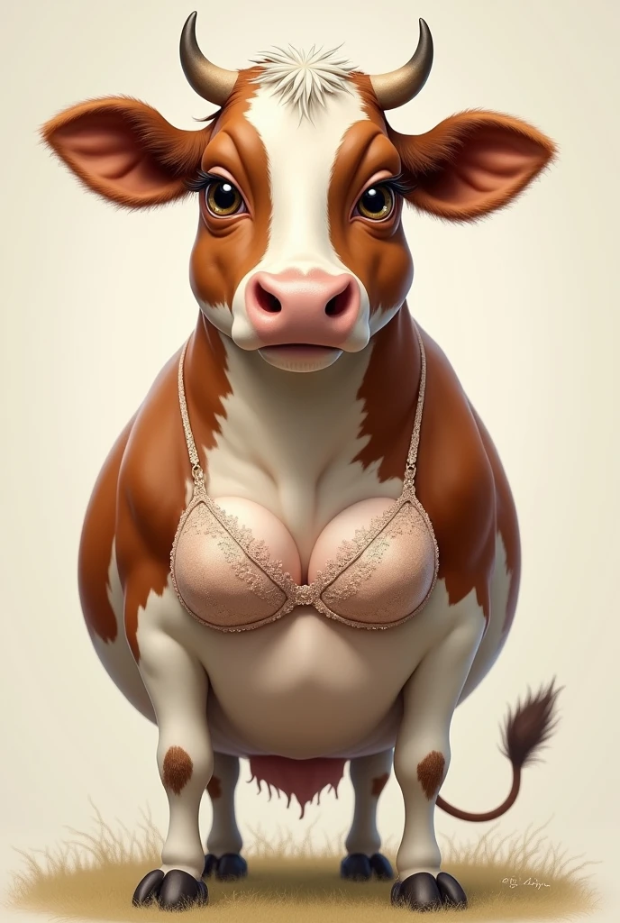 (best quality,4k,8k,highres,masterpiece:1.2),ultra-detailed,(realistic,photorealistic,photo-realistic:1.37),Solo,Furry,Anthro,Cow,Female,E621,Naked,Muscular Body,Big Curves,Front View,Huge Ass,Huge Breasts,Hands Behind Back,Simple Background,by foxovh