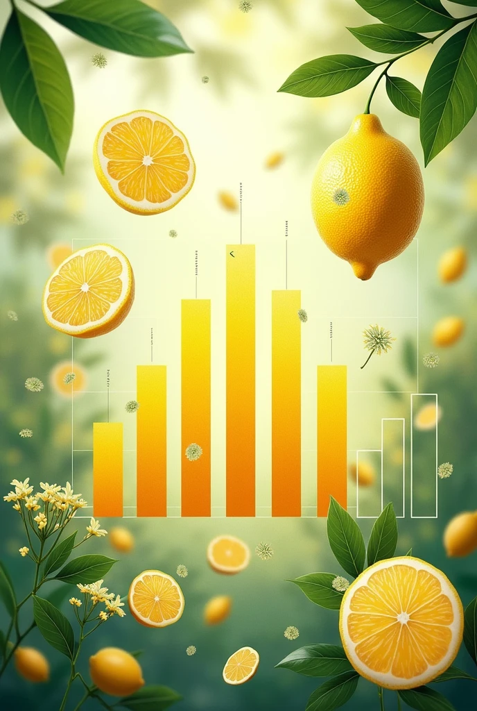 "Explore the world of nature and healing with graphs and icons representing the powerful antibacterial and antifungal properties of lemon. Visualize icons symbolizing the protective and purifying action of lemon against bacteria and fungi, highlighting its revitalizing and healing nature.
The graphs should feature vibrant and motivating colors, reflecting the refreshing and invigorating energy of lemon, while the icons capture the essence of cleanliness and health it provides.
Include a bar graph where the benefits of lemon are prominently displayed, showcasing its effectiveness compared to other foods. Let these visual representations inspire appreciation for the natural powers of lemon and nature's ability to offer solutions for our health and well-being."