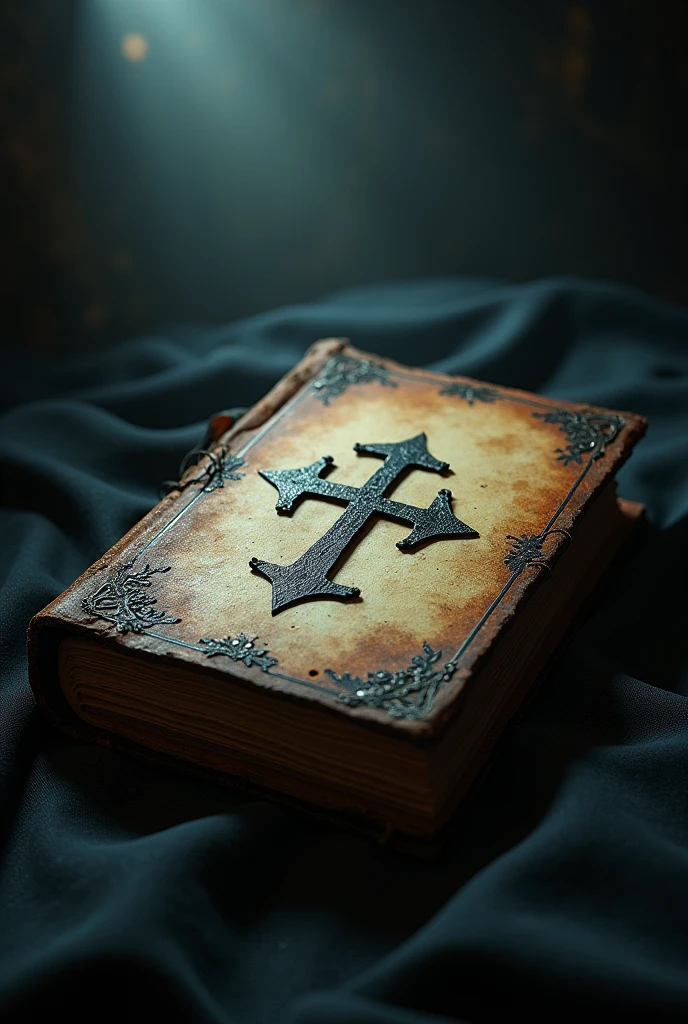 Notebook with inverted cross symbol 