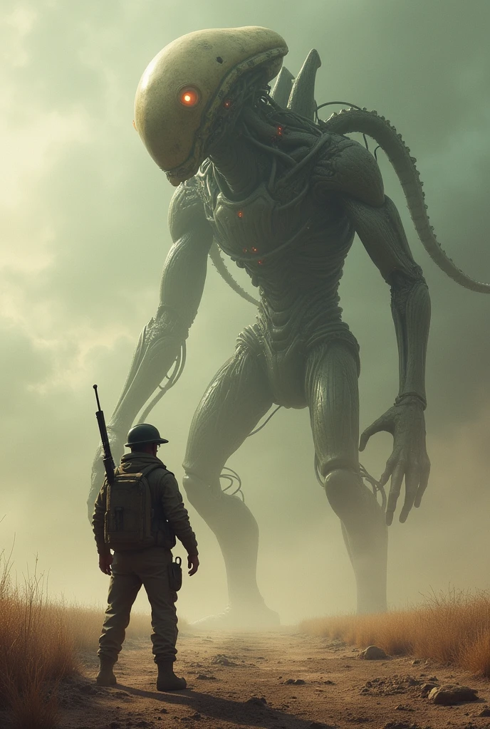 I wanted to create an image that mixes realism with a bit of something more lively from the book The War of the Worlds. Let's try again... Great but I want something like a caus in the background