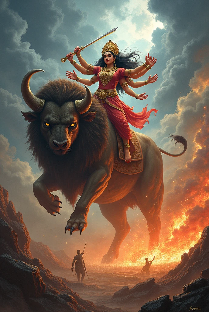 "नमस्ते दोस्तों! आज हम बात करेंगे दुर्गा माता और महिषासुर के बीच के महाकवि युद्ध की। चलिए जानें इस अद्भुत कथा को।"