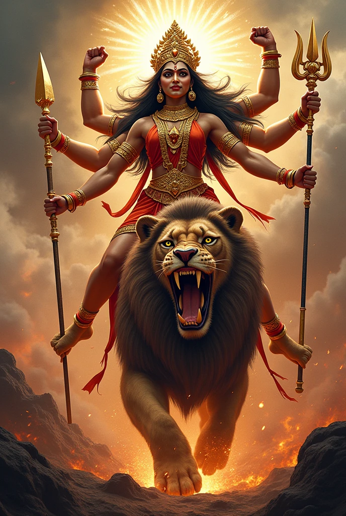 Maa durga kill mahishasur by trishul
Angry face
Maa durga stand lino back lion big face
