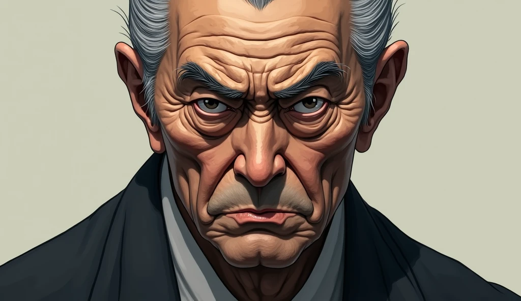 Serious 60 year old Japanese man