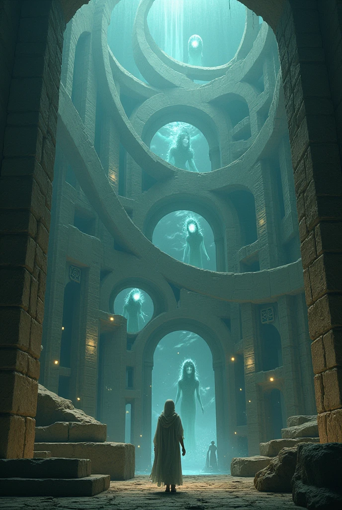 A maze, with some spirit entities of the ancestors