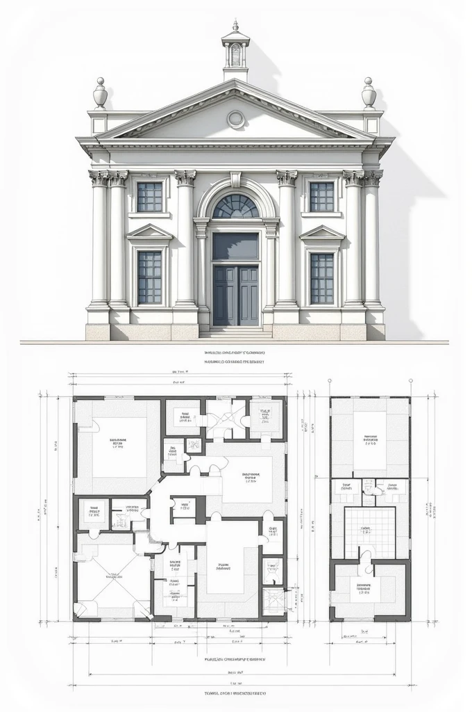 Make me an architectural drawing pointing out its parts