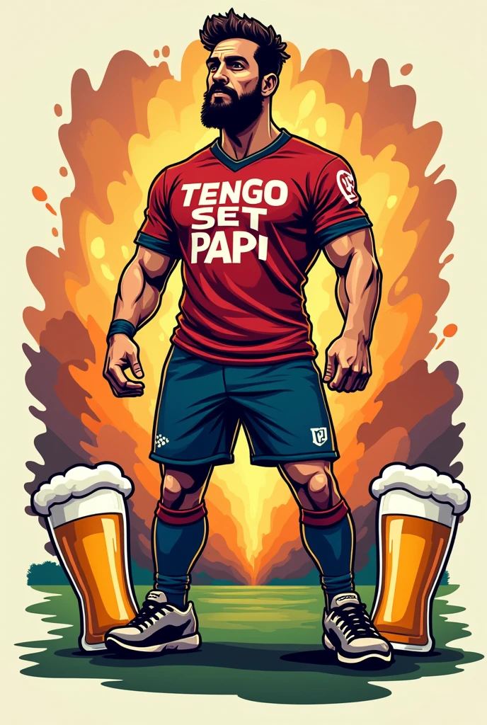 A football logo with the name Tengo Set Papi and a beer on each side