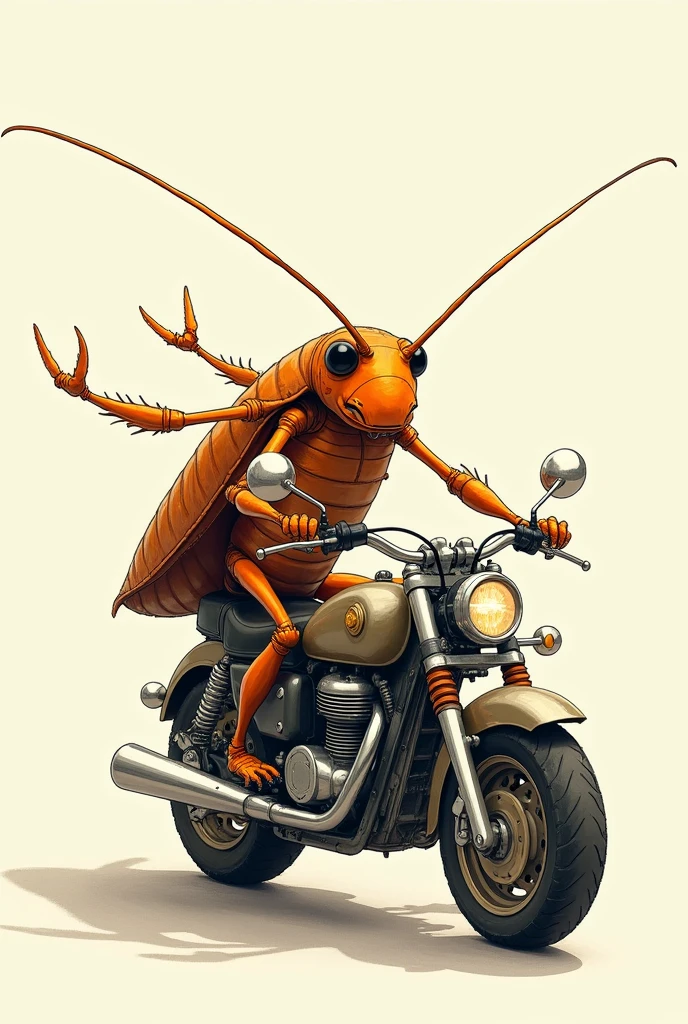 Cockroach riding a motorcycle,drawing