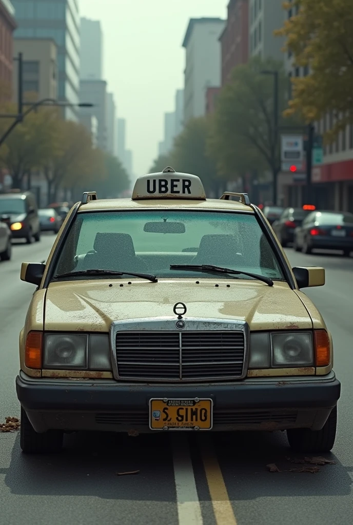 Old car registered with Uber, driver without a license and blocked account, Scam driver who wears Uber to make it clear that there are more Uber drivers than passengers