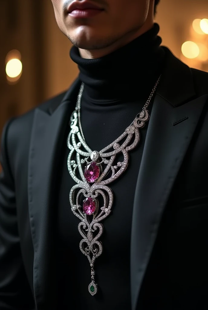 Unique necklace designs for men carry precious stones 

