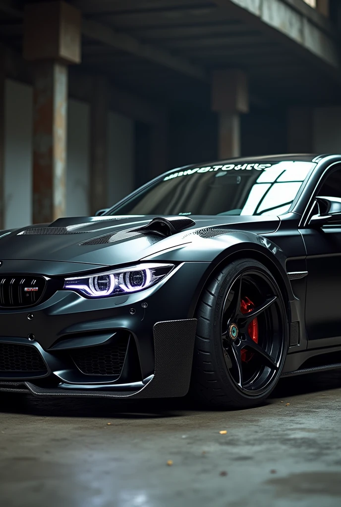 Modified BMW m3 2015 in black color with Kawasaki Ninja h2r 2017, together 