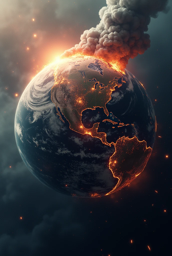 Planet Earth destroyed.
Show with a view from a satellite.