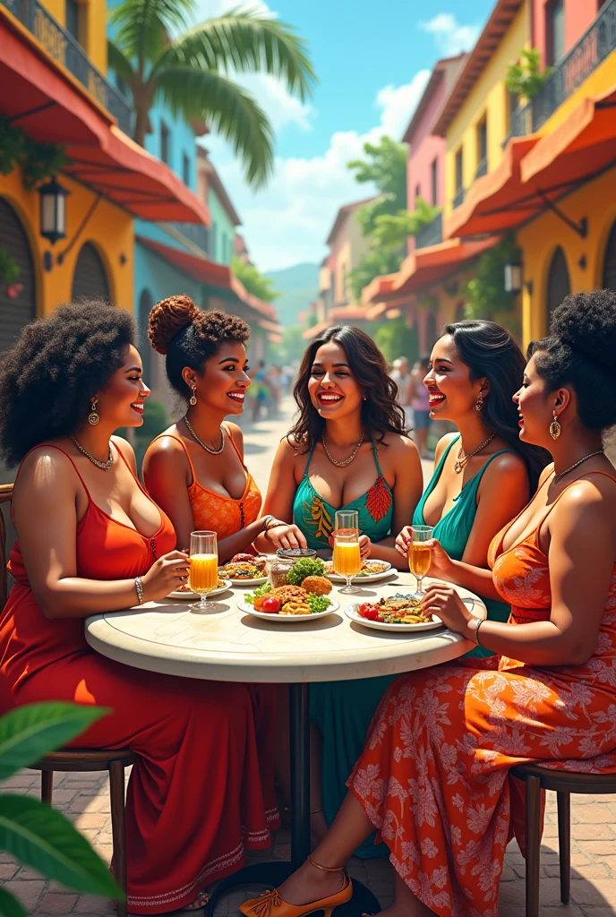 Afternoon of obese Latin women