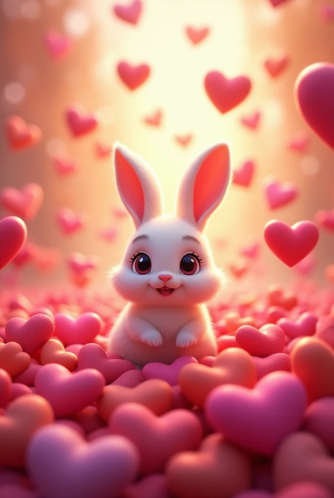 rabbit receiving many hearts and saturating it