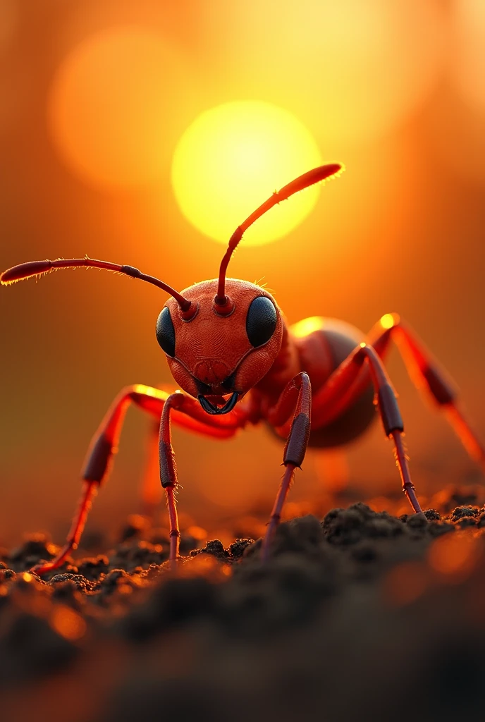 Red ant in sunset 