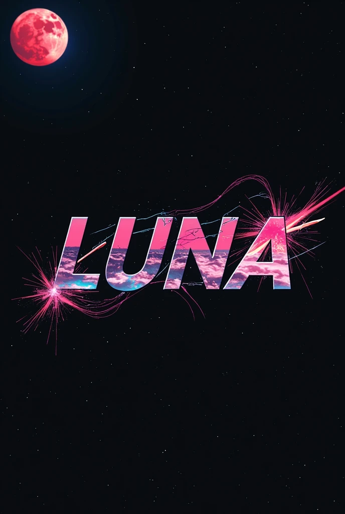 High resolution, logo spelling swiftly “Luna” cool, Jdm theme, anime theme, Cyberpunk vibe name spelling, brand logo, logo for tshirt, brand logo “LUNA”, neon vibes, acid trip vibes, acid trip, shooting stars, acid trip inside “LUNA”, acid trip, hallucinations inside “LUNA”, Waves of hallucinations, splash, waves of futuristic hallucinations, futuristic wave, stars in the background, red strange moon, waves of despair, black, 