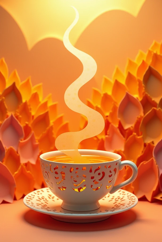 papaya tea, masterpiece, all in three dimensional paper art、(Almond Shapes);1.9、(Three-dimensional paper-cut art.、colorful):1.9