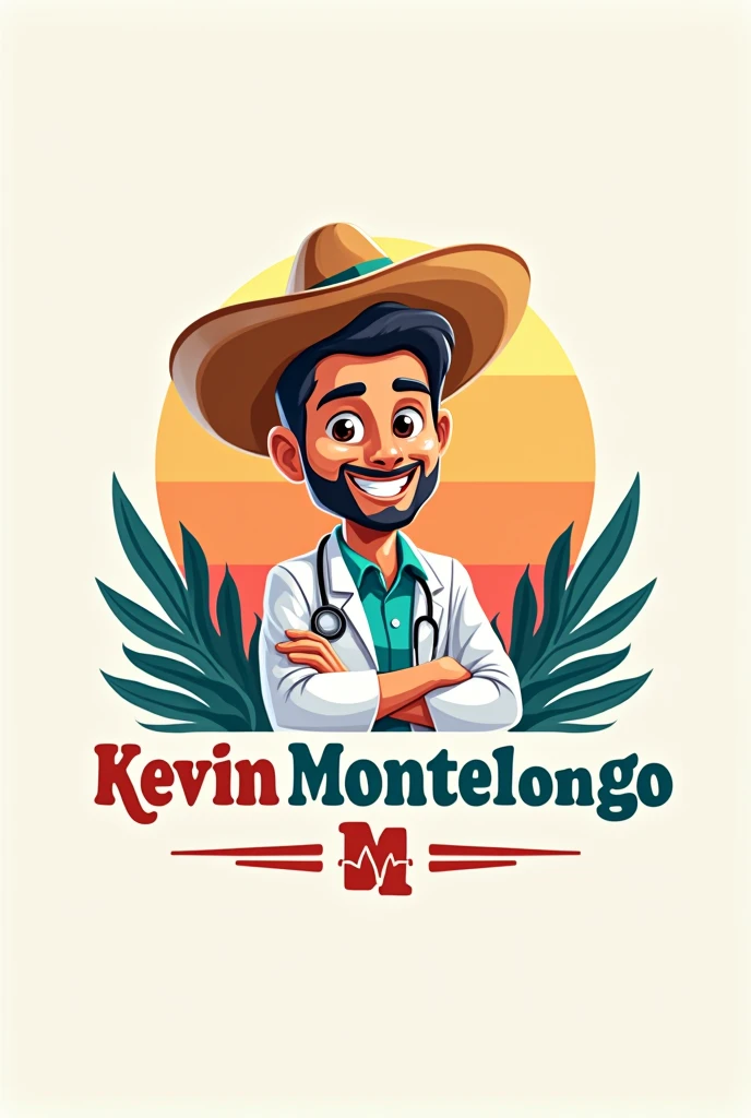 Create a logo for a medical student campaign with the name of Kevin Montelongo and a Mexican doctor Olenito