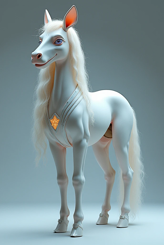 woman (Centaur:1.4), 4 legs，Android, Huge bra,Crystal High Heels，Sparkling with stars，（(Wearing knight armor: 1.6)）（Flesh-colored skin (by Cynthia Sheppard), Fair and glowing skin, full body cgsociety, Beautiful full body concept art, smooth Fair and translucent skin, Cute blue ribbon hair accessory and white porcelain skin, Fair and translucent skin, Pale skin,,Ivory white skin, Light milky porcelain skin，（Skin Tone Consistency）, (From above:1.0)