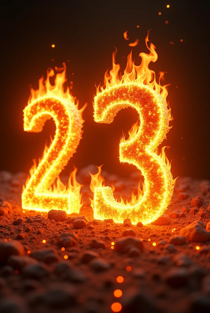 Letters that say like 23 on fire